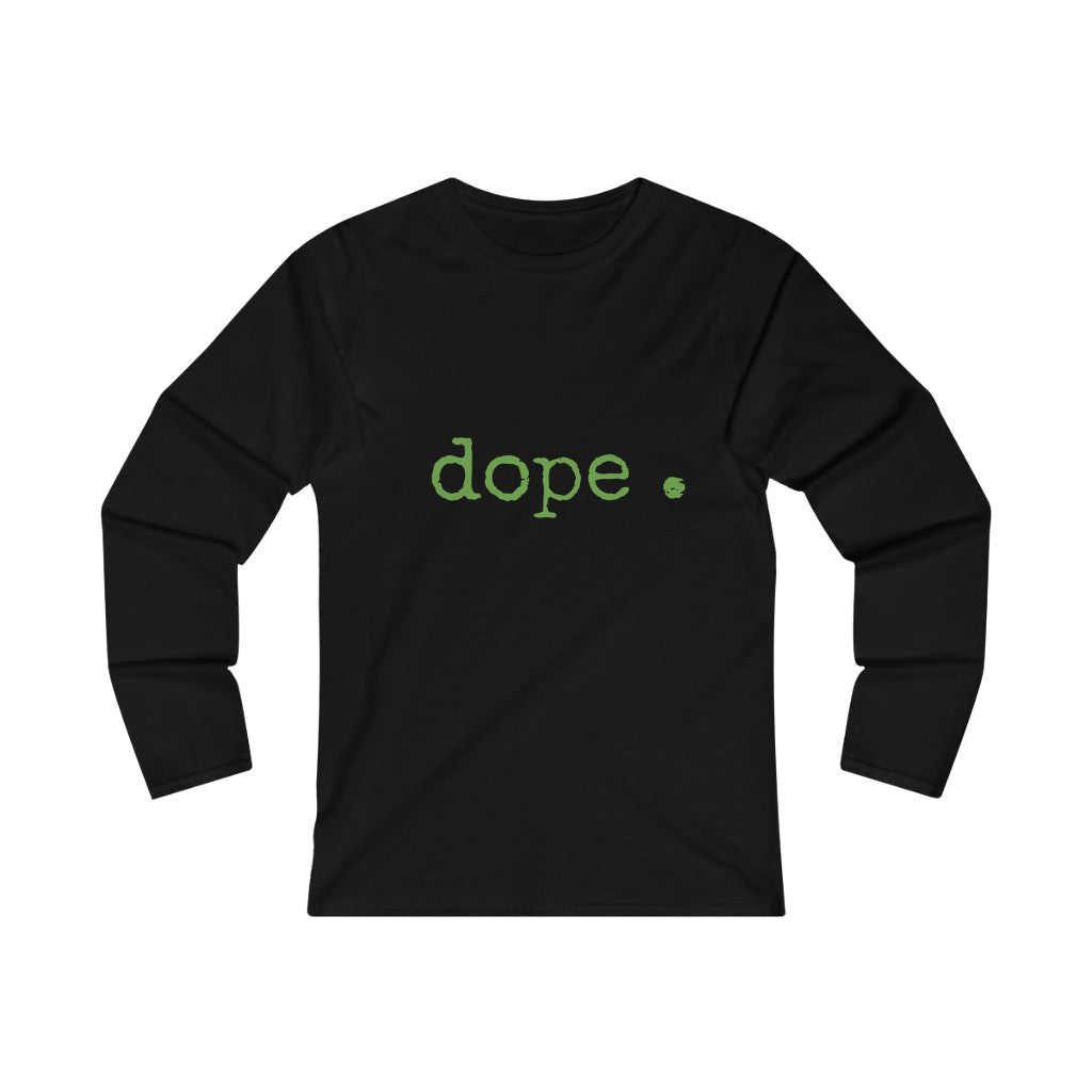 dope. (green print) Women's Fitted Long Sleeve Tee