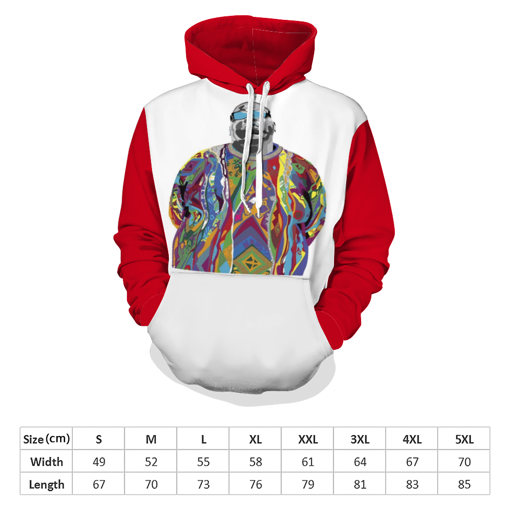 Colored BIG Hoodie All Over Print Sweatshirt with Pockets