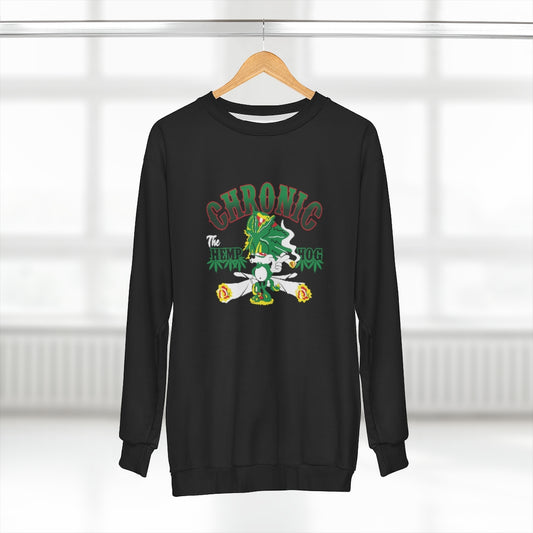 THE HEMP HOG CHRONIC . (BLACK)  ..  AOP Unisex Sweatshirt