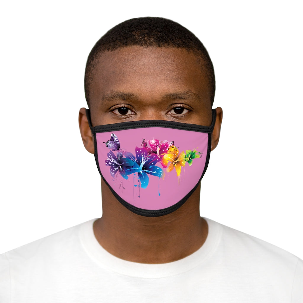 Flowers in the Dark (PINK)'..  Fabric Face Mask