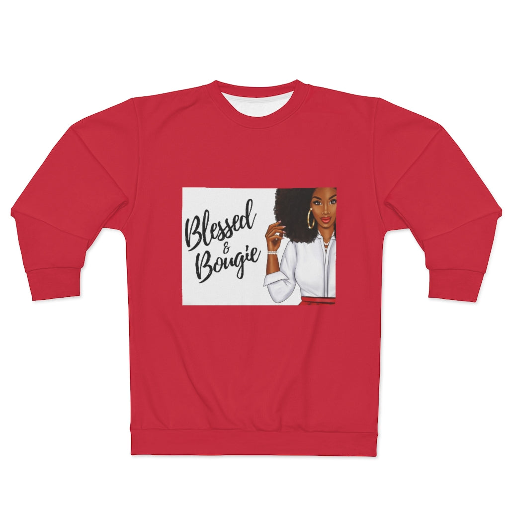 BLESSED & BOUGIE.. (RED)  ..  AOP Unisex Sweatshirt