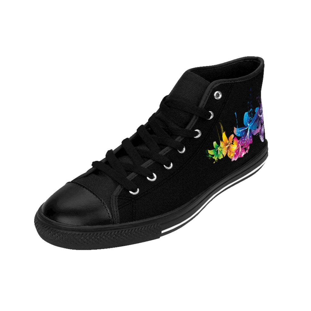 Flowers in the Dark . (black) High-top Sneakers