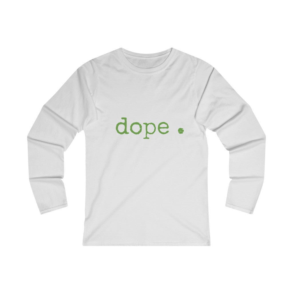 dope. (green print) Women's Fitted Long Sleeve Tee