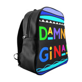 DAMN GINA BLUE Graphic LEATHER Backpack