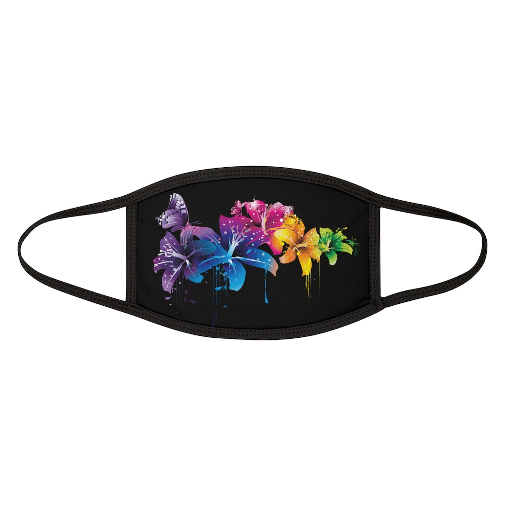 Flowers in the Dark (BLACK)'..  Fabric Face Mask