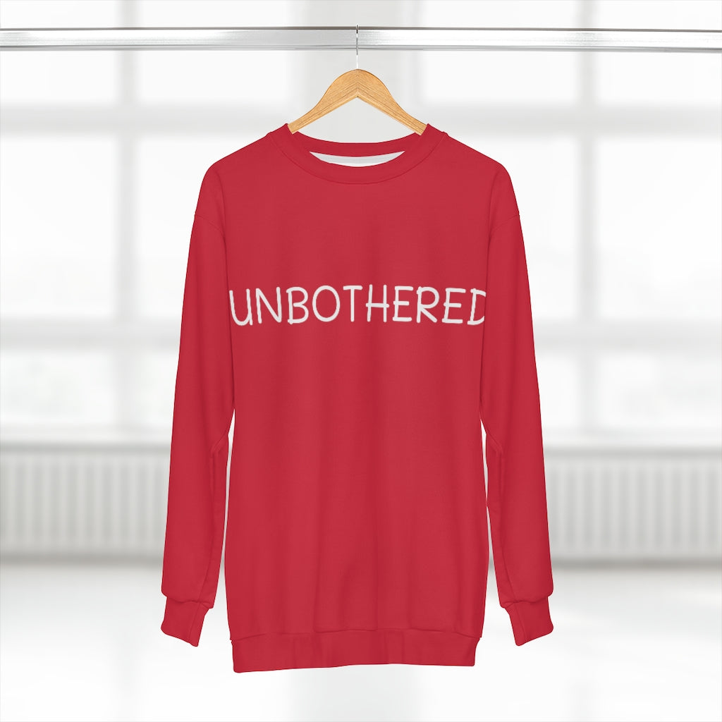 UNBOTHERED (RED/WHITE) AOP Unisex Sweatshirt