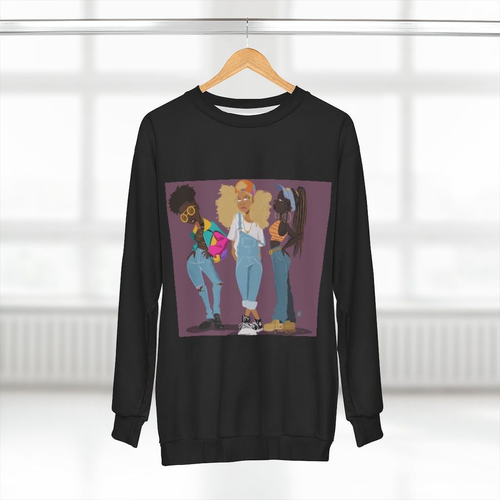 WE CUTE OR WHATEVA .. (BLACK)  ..  AOP Unisex Sweatshirt