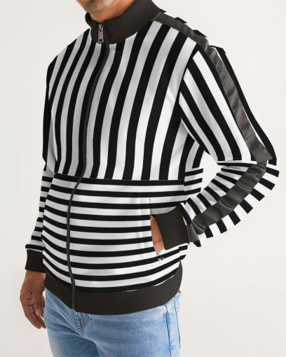 Catch Your Eyes Men's Stripe-Sleeve Track Jacket