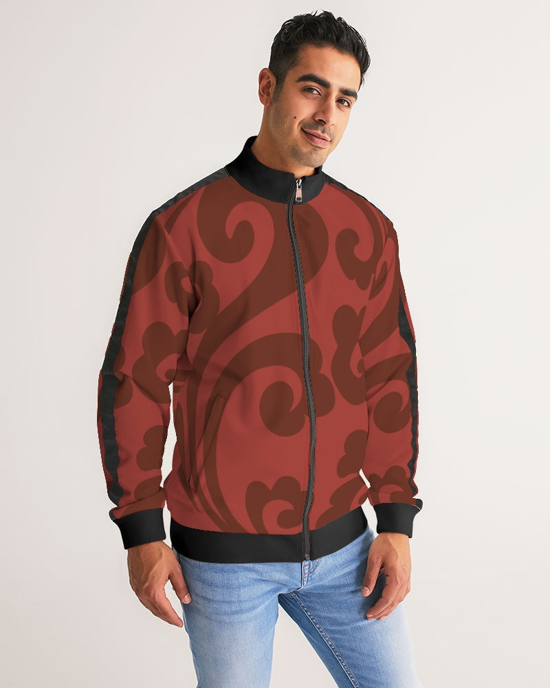 Plum Blossom Men's Stripe-Sleeve Track Jacket