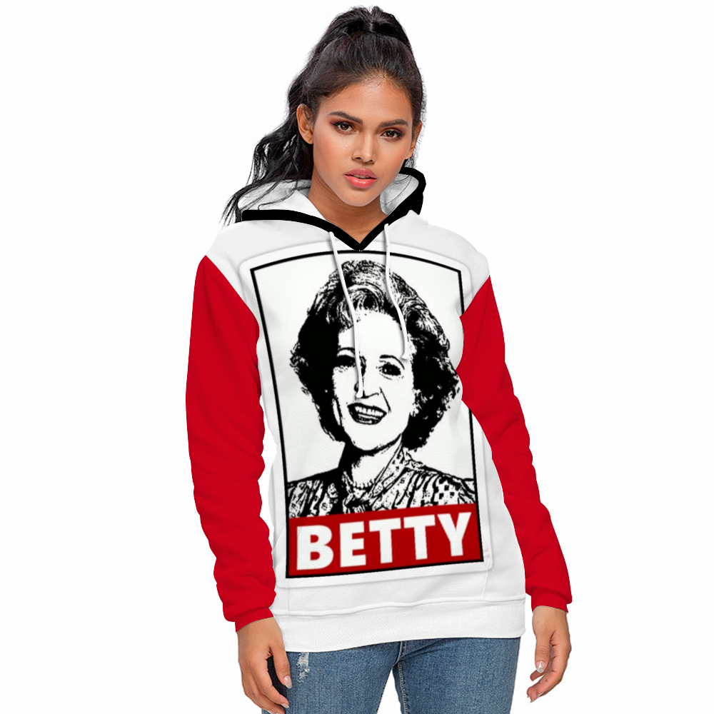 RED, BLACK and Betty (White) Unisex All Over Print Terrycloth Hoodie with Pockets