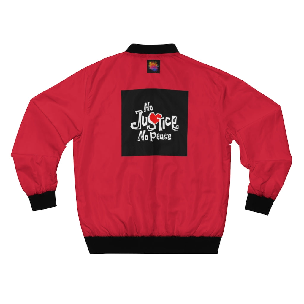 NO JUSTICE, NO PEACE (RED) AOP Bomber Jacket