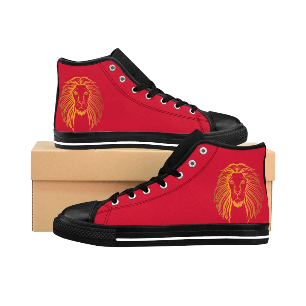 GOLD LION KICKS. . (RED) High-top Sneakers