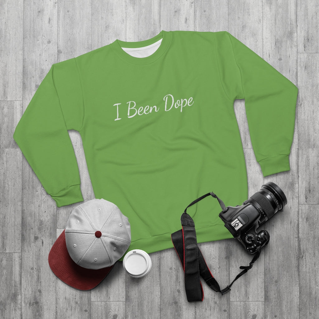 I BEEN DOPE (LIME/White) AOP Unisex Sweatshirt