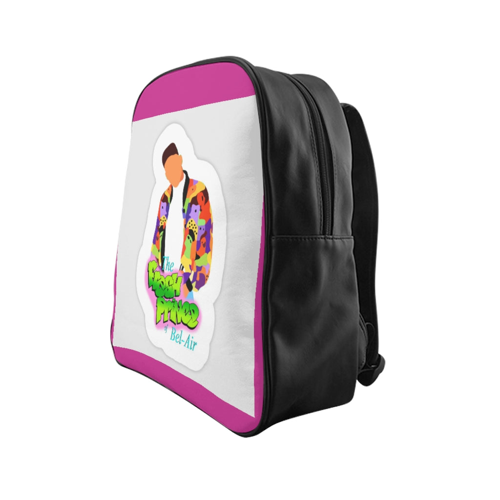 FRESH PRINCE pink Graphic LEATHER Backpack