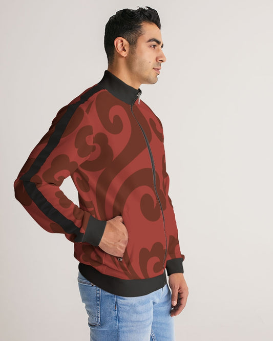 Plum Blossom Men's Stripe-Sleeve Track Jacket