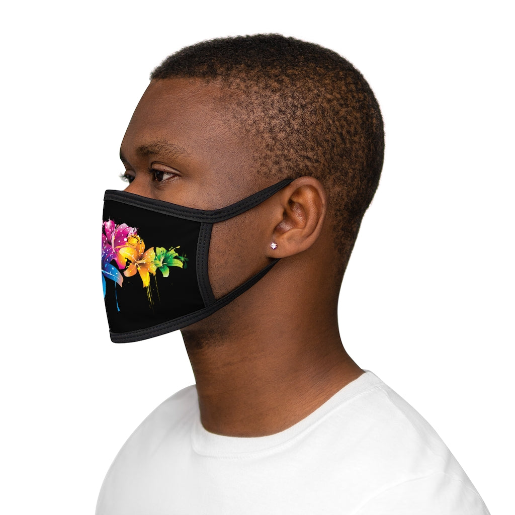 Flowers in the Dark (BLACK)'..  Fabric Face Mask