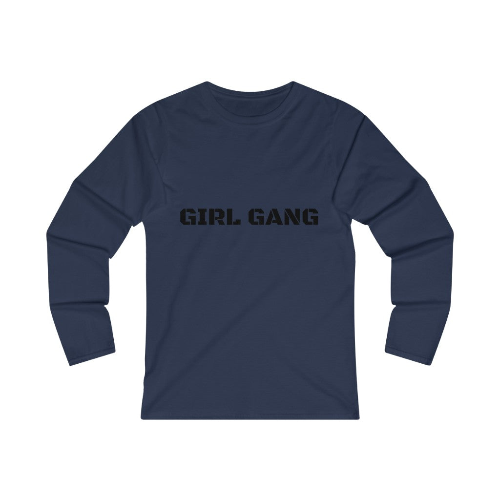 GIRL GANG (BLACK print) Women's Fitted Long Sleeve Tee