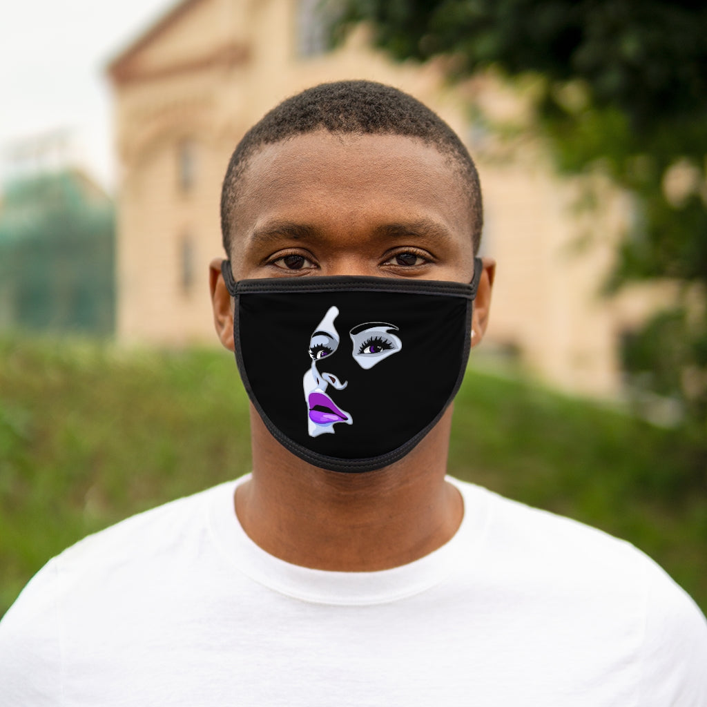 Purple Lips  (BLACK)'..  Fabric Face Mask