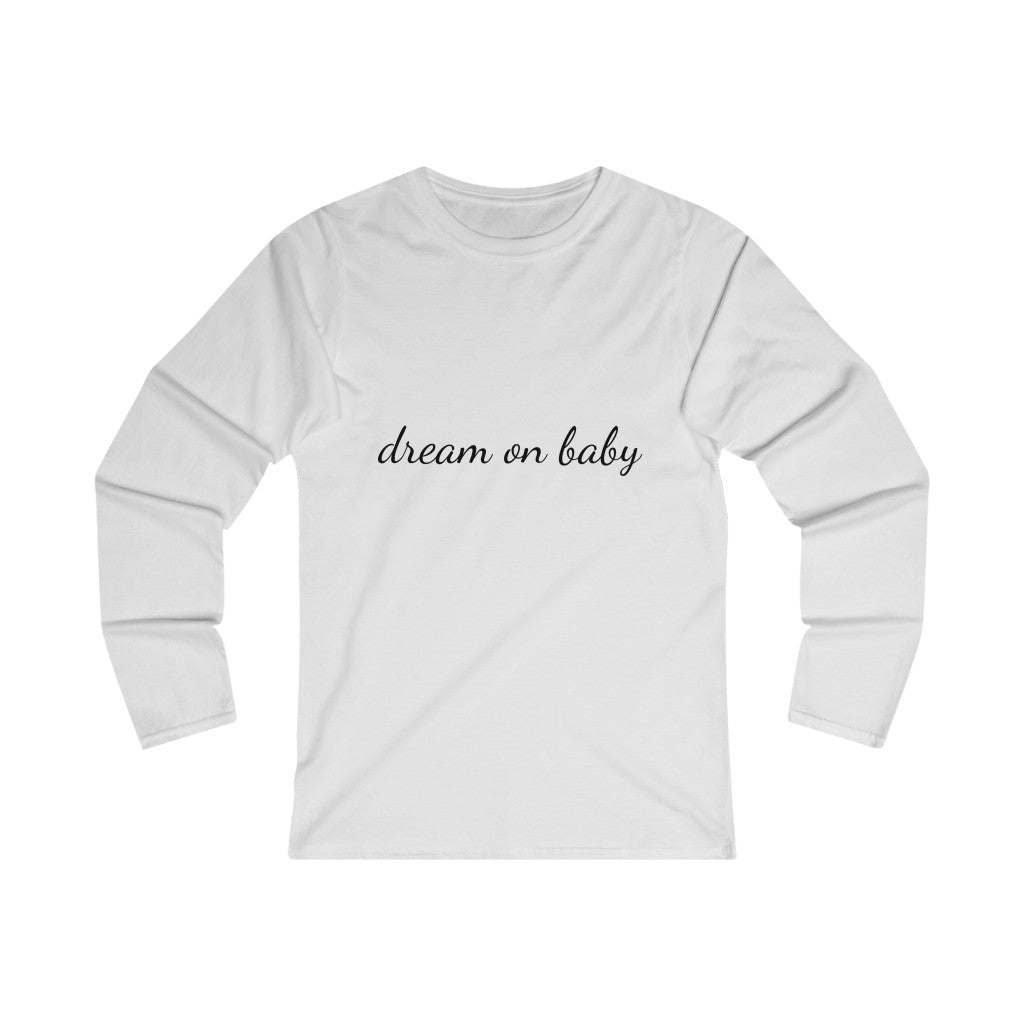 dream on baby (black print) Women's Fitted Long Sleeve Tee