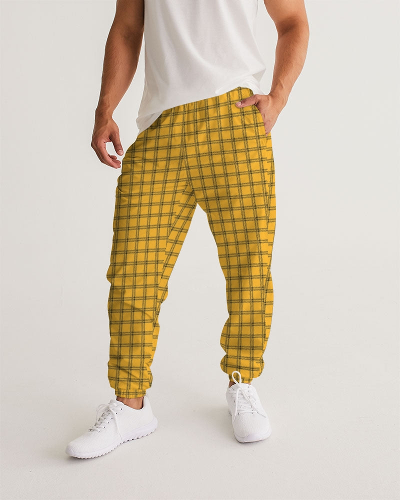 Yellow Plaid Men's Track Pants