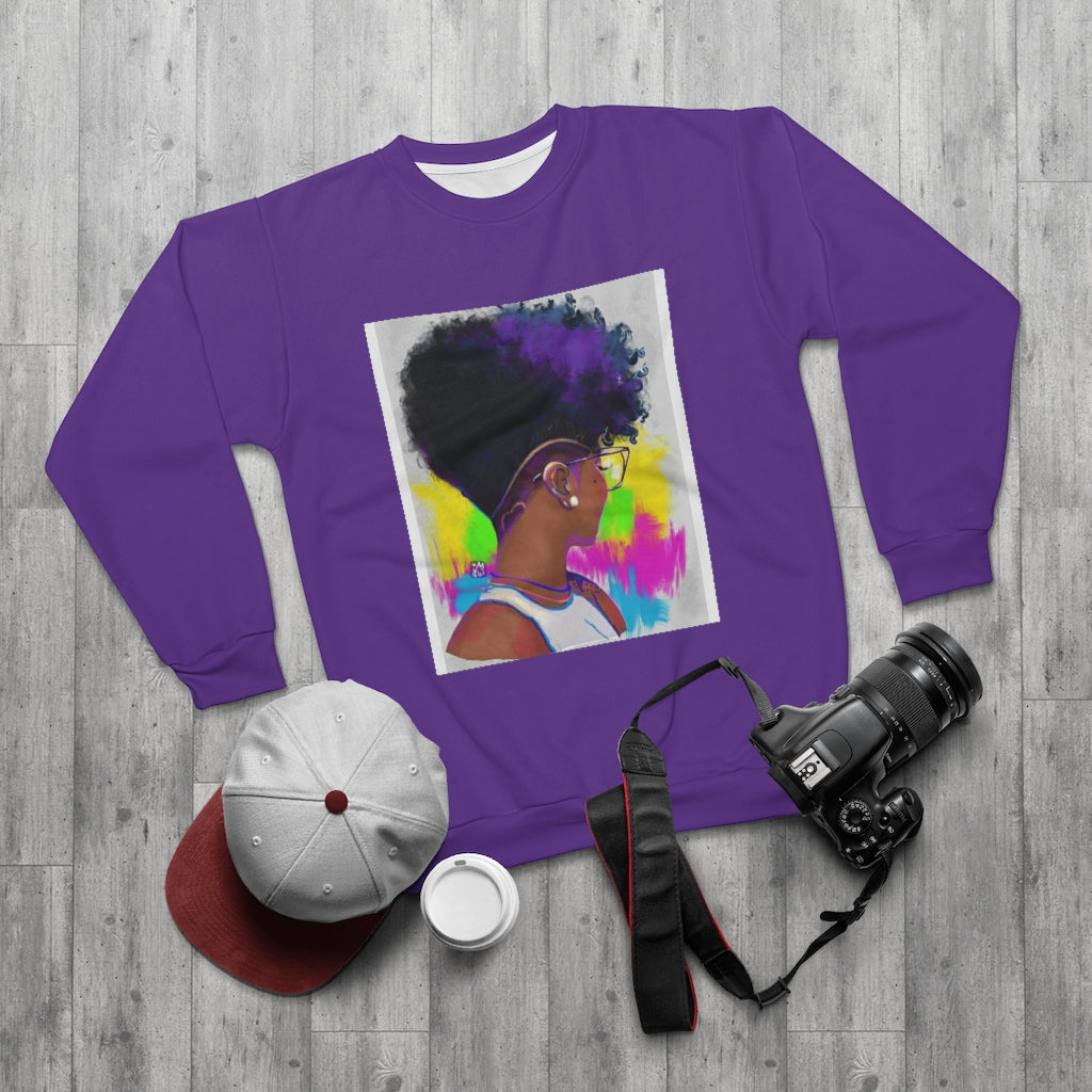 COLORED SHORTY (PURPLE)  ..  AOP Unisex Sweatshirt