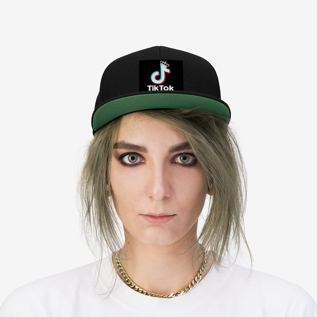 TIKTOK QUEEN (BLACK/RED) Unisex Flat Bill Hat