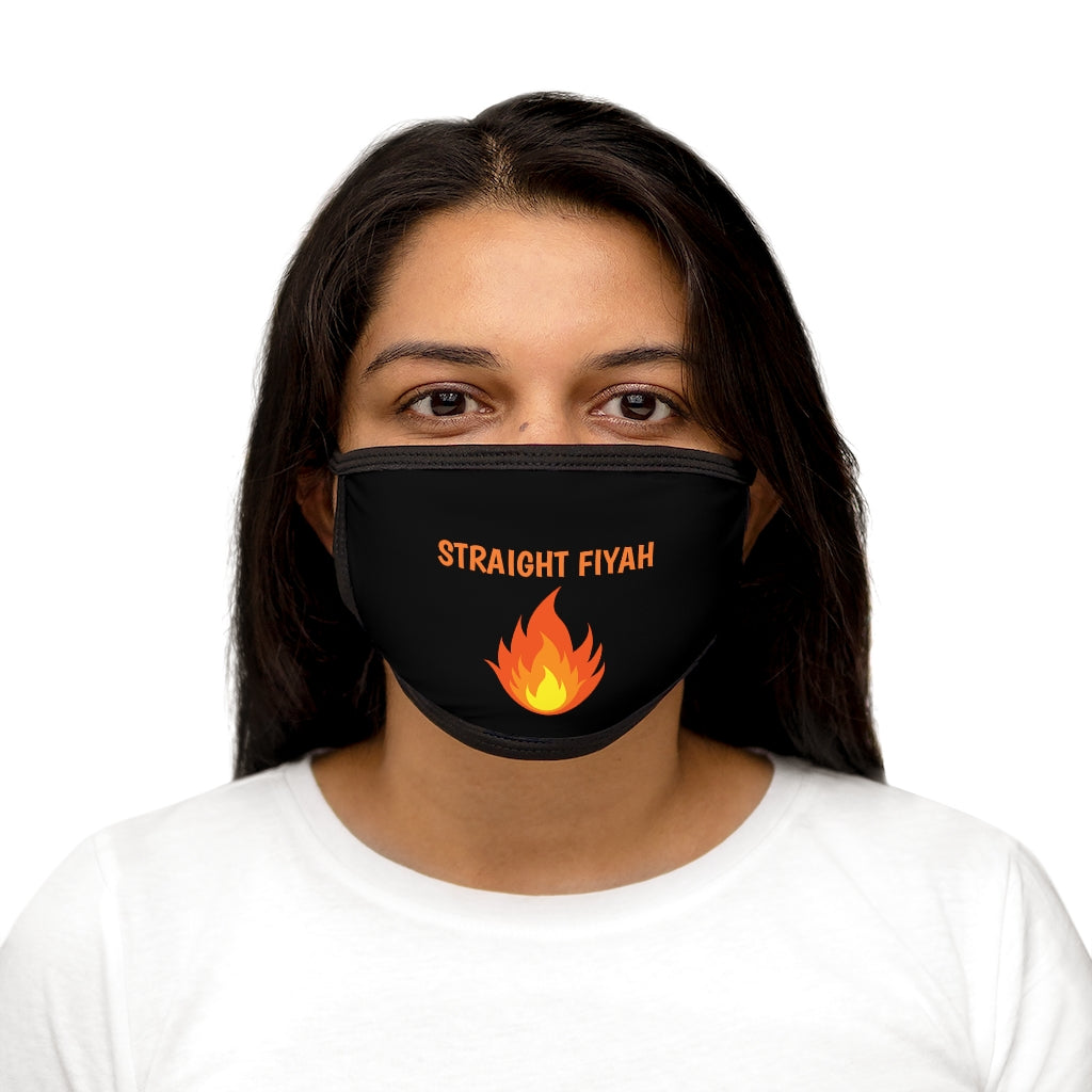 STRAIGHT FIYAH  (BLACK)..  Fabric Face Mask