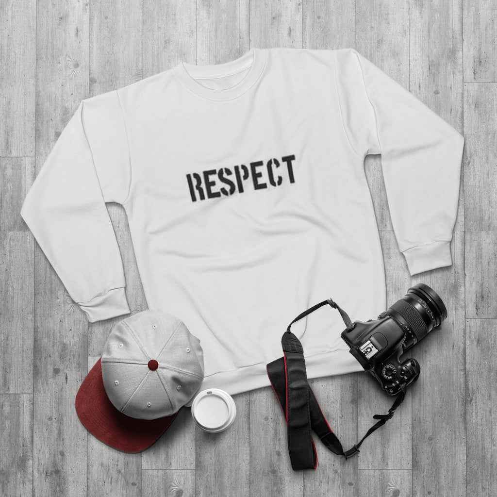 R E S P E C T (WHITE)  ..  AOP Unisex Sweatshirt