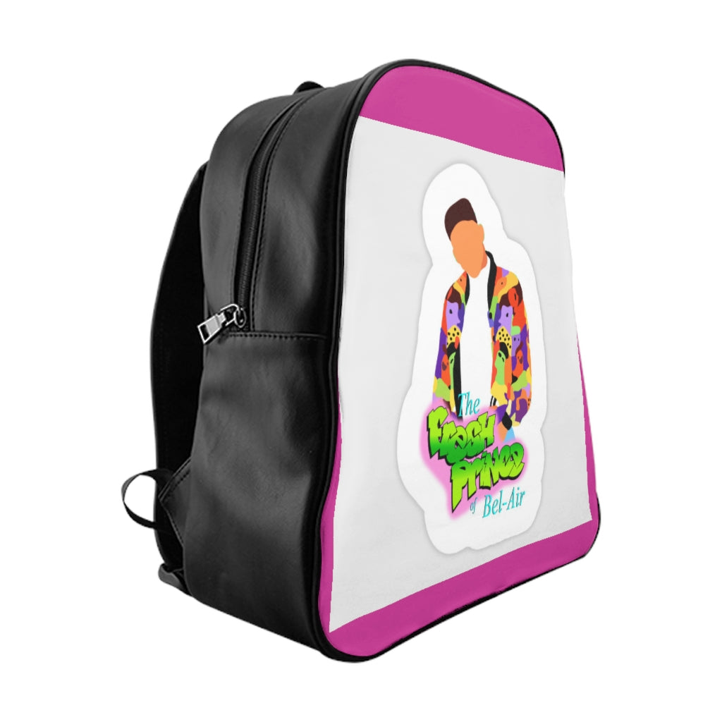 FRESH PRINCE pink Graphic LEATHER Backpack