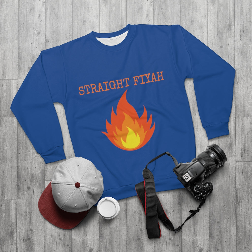 STRAIGHT FIYAH  (BLUE)  ..  AOP Unisex Sweatshirt