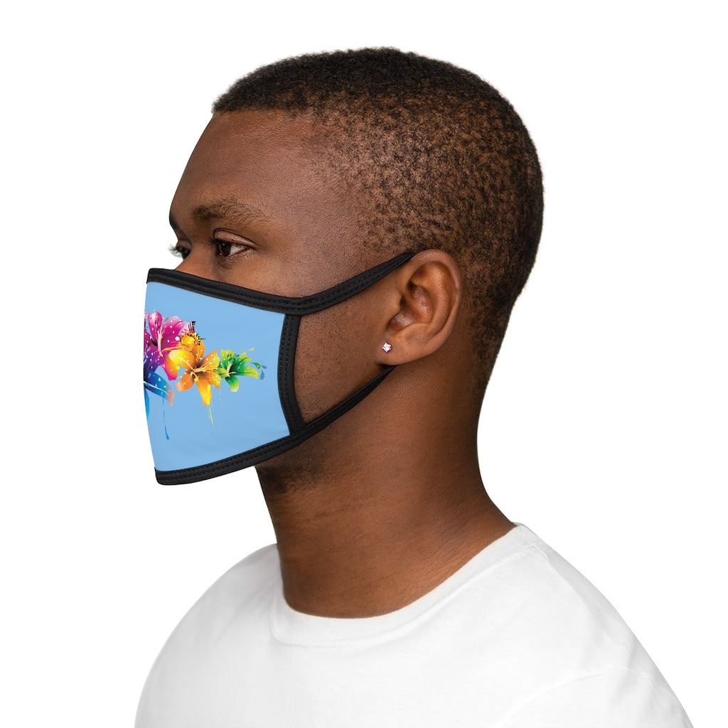 Flowers in the Dark (BLUE)'..  Fabric Face Mask