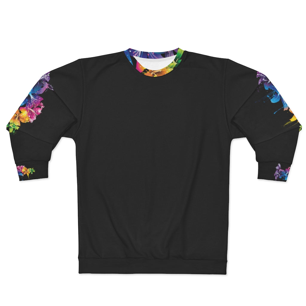 Flowers in the Dark (BLACK)  ..  AOP Unisex Sweatshirt