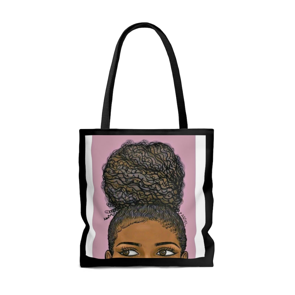 Ponytail and Eyes Black  Print Tote Bag