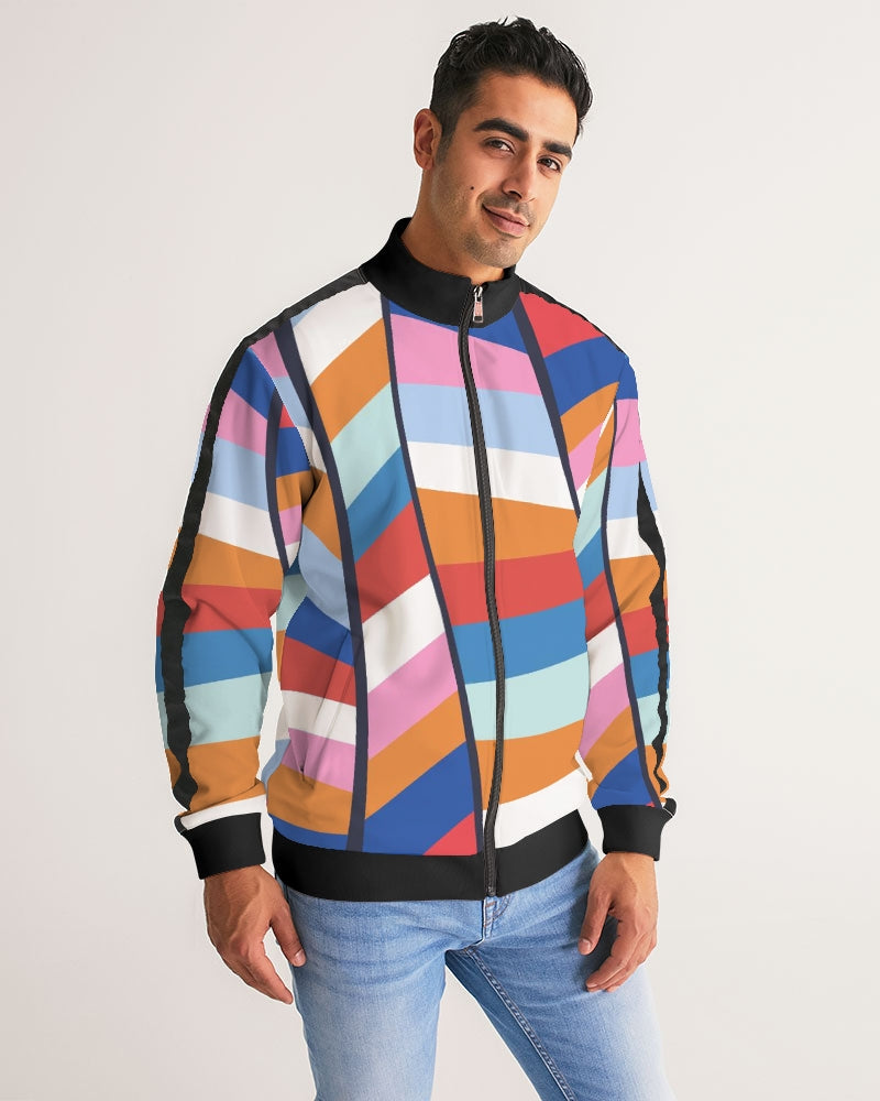 Rainbow Men's Stripe-Sleeve Track Jacket