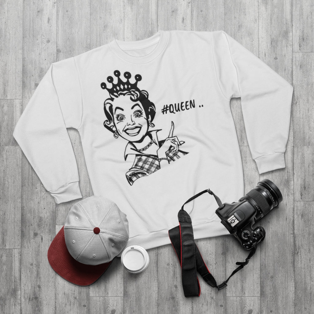 #QUEEN.. (WHITE)  ..  AOP Unisex Sweatshirt