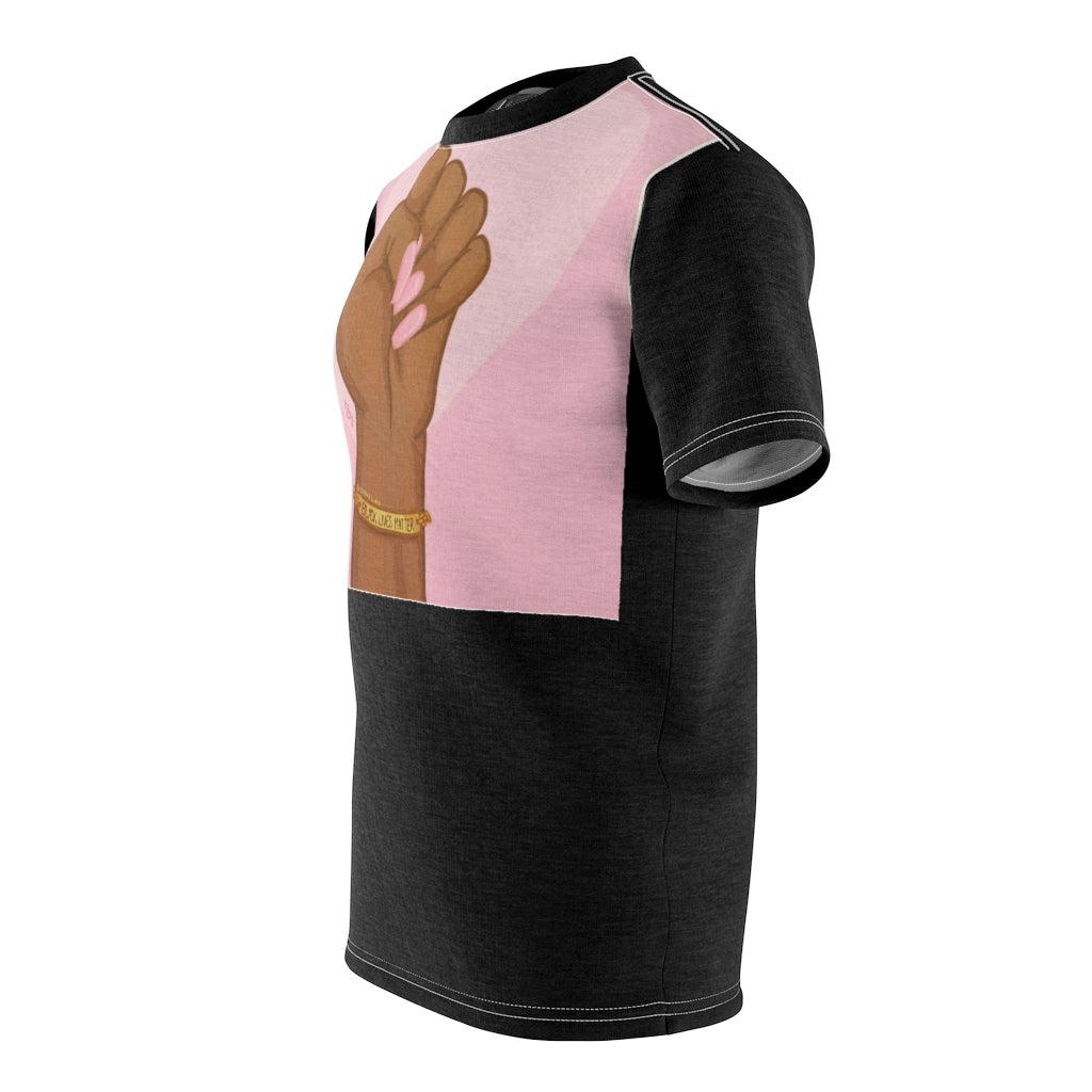 Black & Pink Power Fist All Over Tee