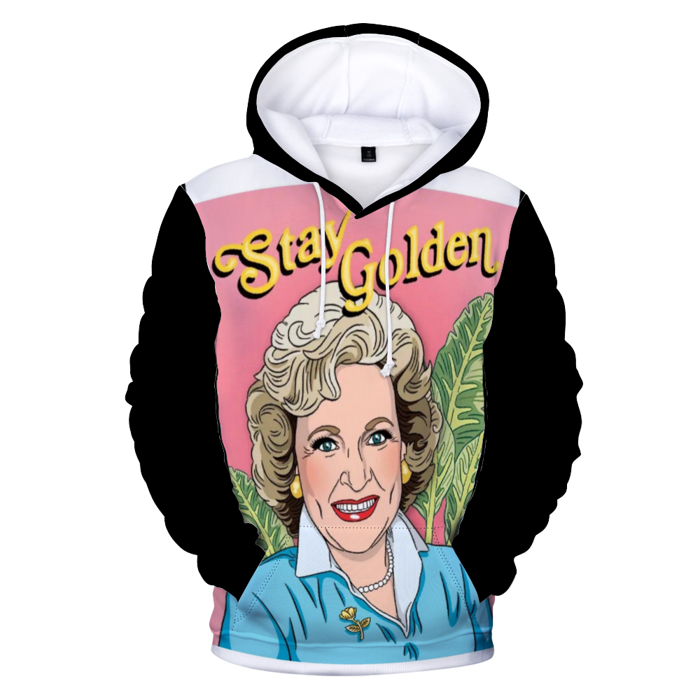 Stay Golden Betty (White) Unisex All Over Print Terrycloth Hoodie with Pockets