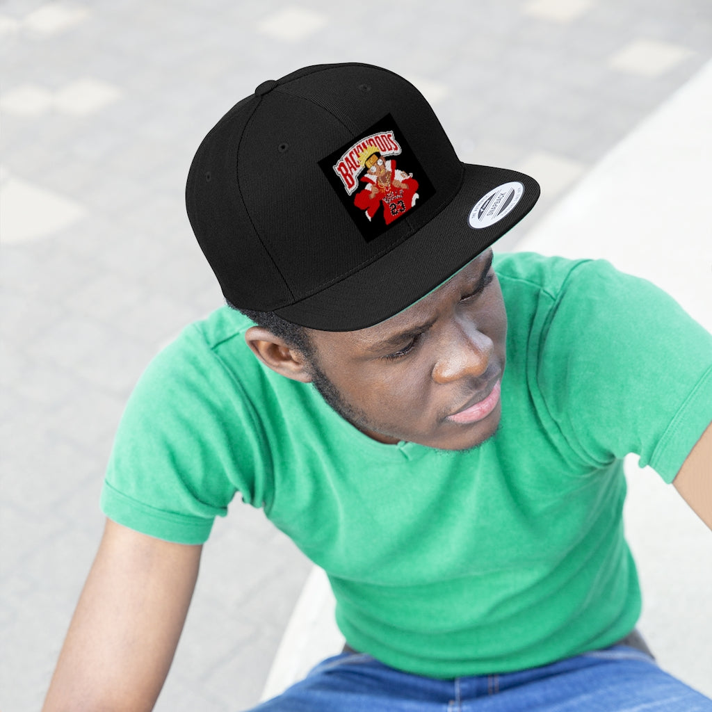 CHI-TOWN BACKWOOD (BLACK/RED) Unisex Flat Bill Hat