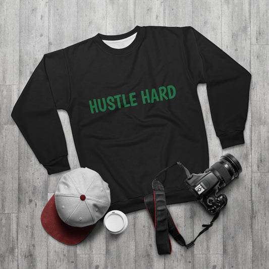 HUSTLE HARD (Black&Green) AOP Unisex Sweatshirt