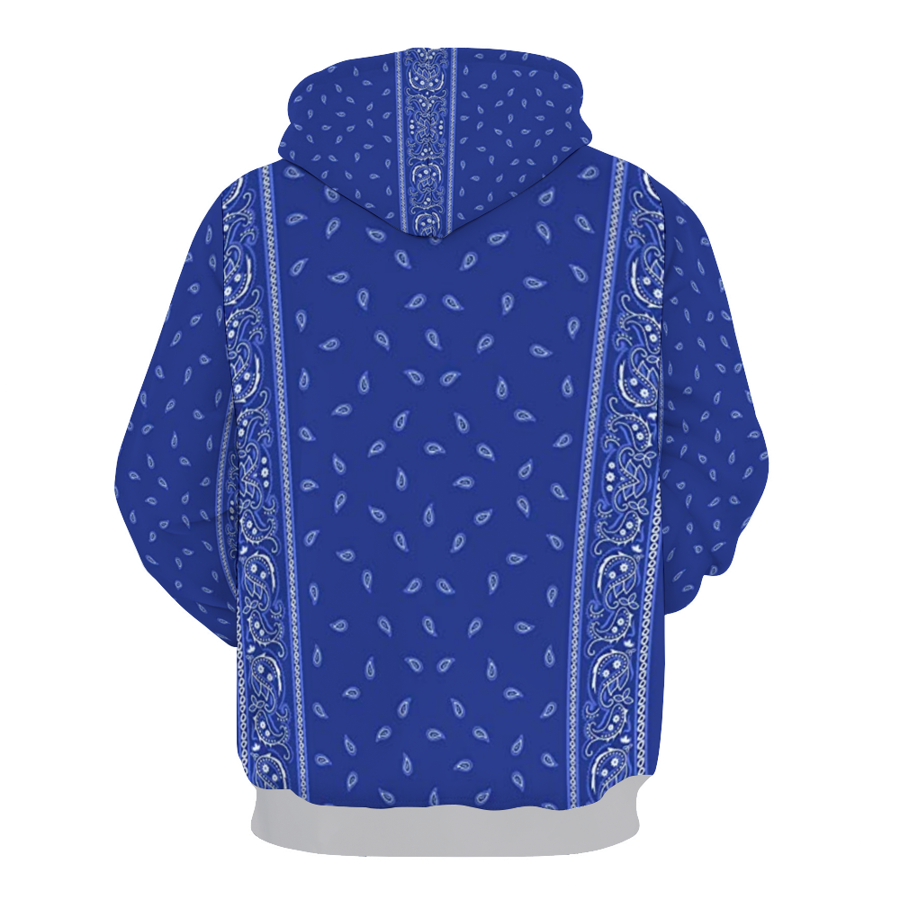 Blue Bandana  Unisex All Over Print Hoodie with Pockets