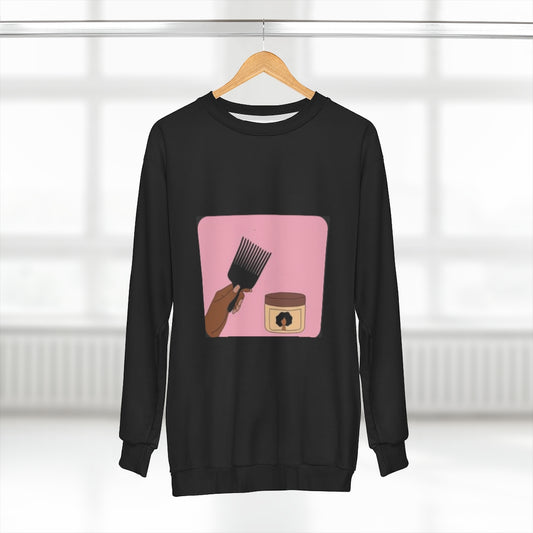 HAIR LOVE (BLACK)  ..  AOP Unisex Sweatshirt