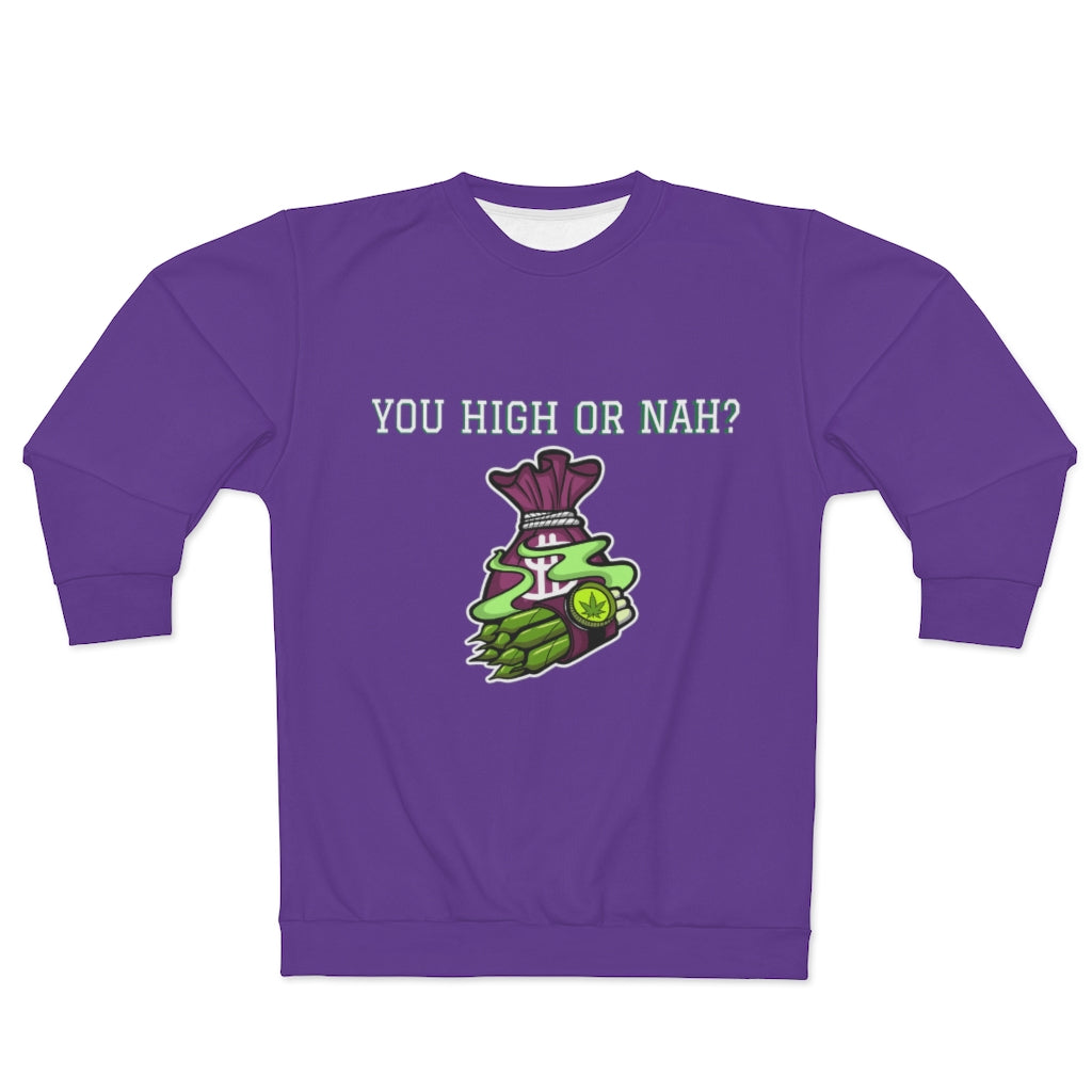 You High or Nah? (PURPLE) AOP Unisex Sweatshirt