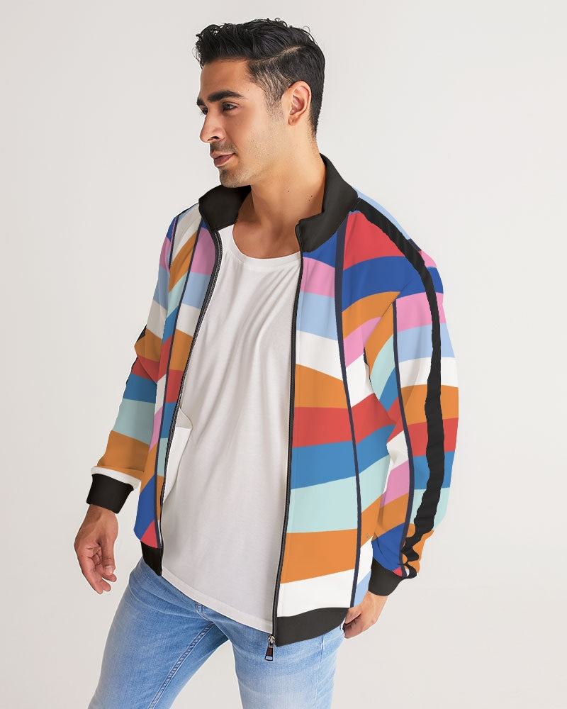 Rainbow Men's Stripe-Sleeve Track Jacket