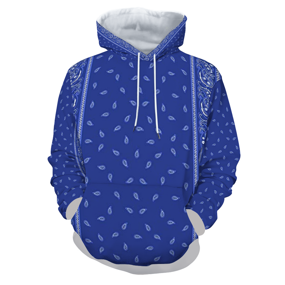 Blue Bandana  Unisex All Over Print Hoodie with Pockets