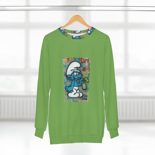 THROWBACK BLUE CARTOONS (LIME)  ..  AOP Unisex Sweatshirt