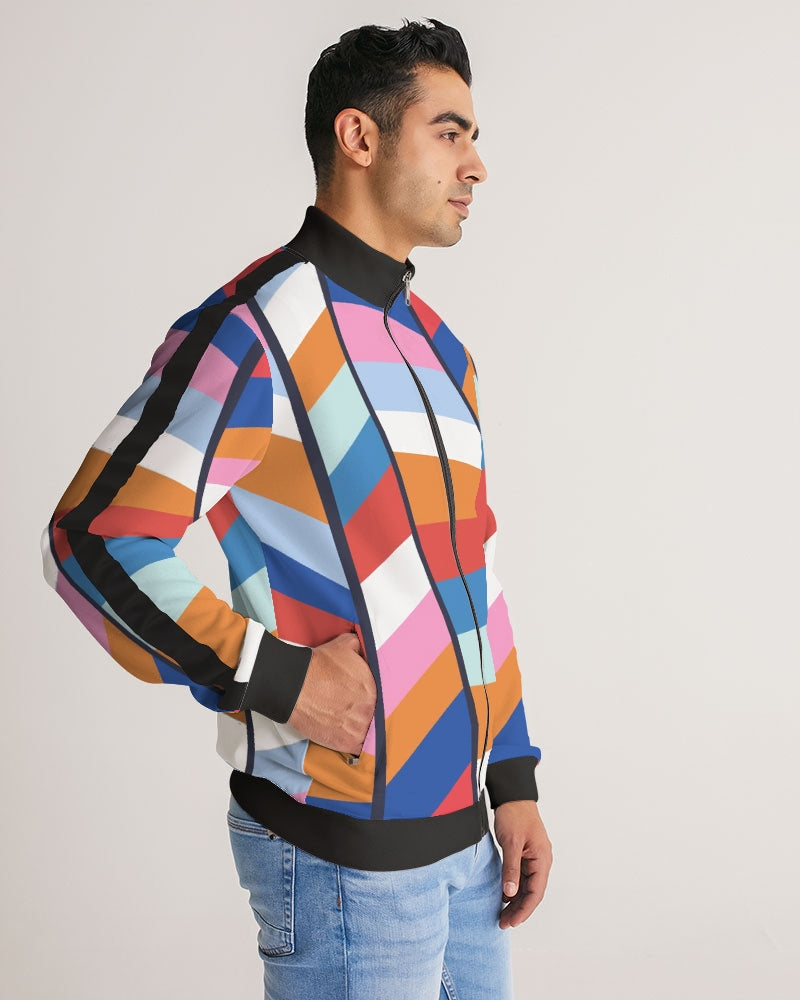 Rainbow Men's Stripe-Sleeve Track Jacket