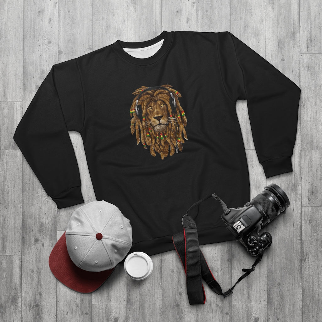 RASTA LION JAM (BLACK)  ..  AOP Unisex Sweatshirt