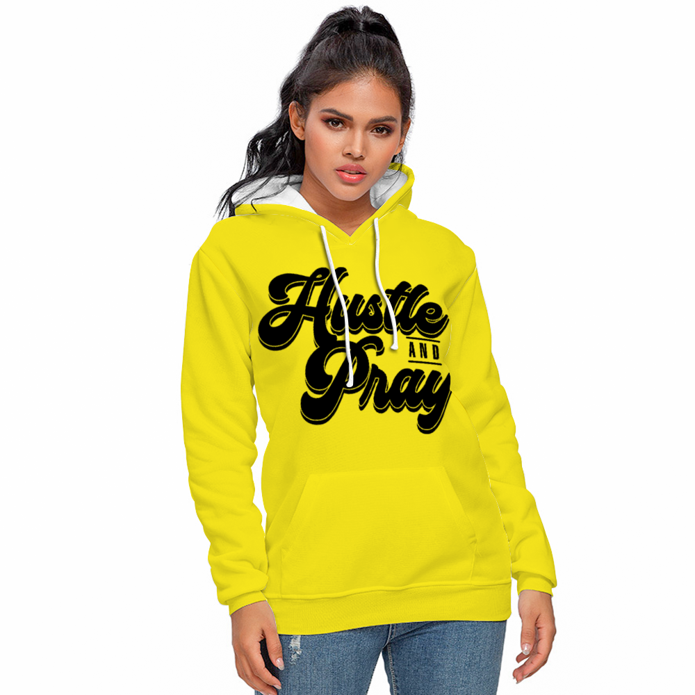 Hustle and Pray ( Lemon ) Hoodie with Pockets