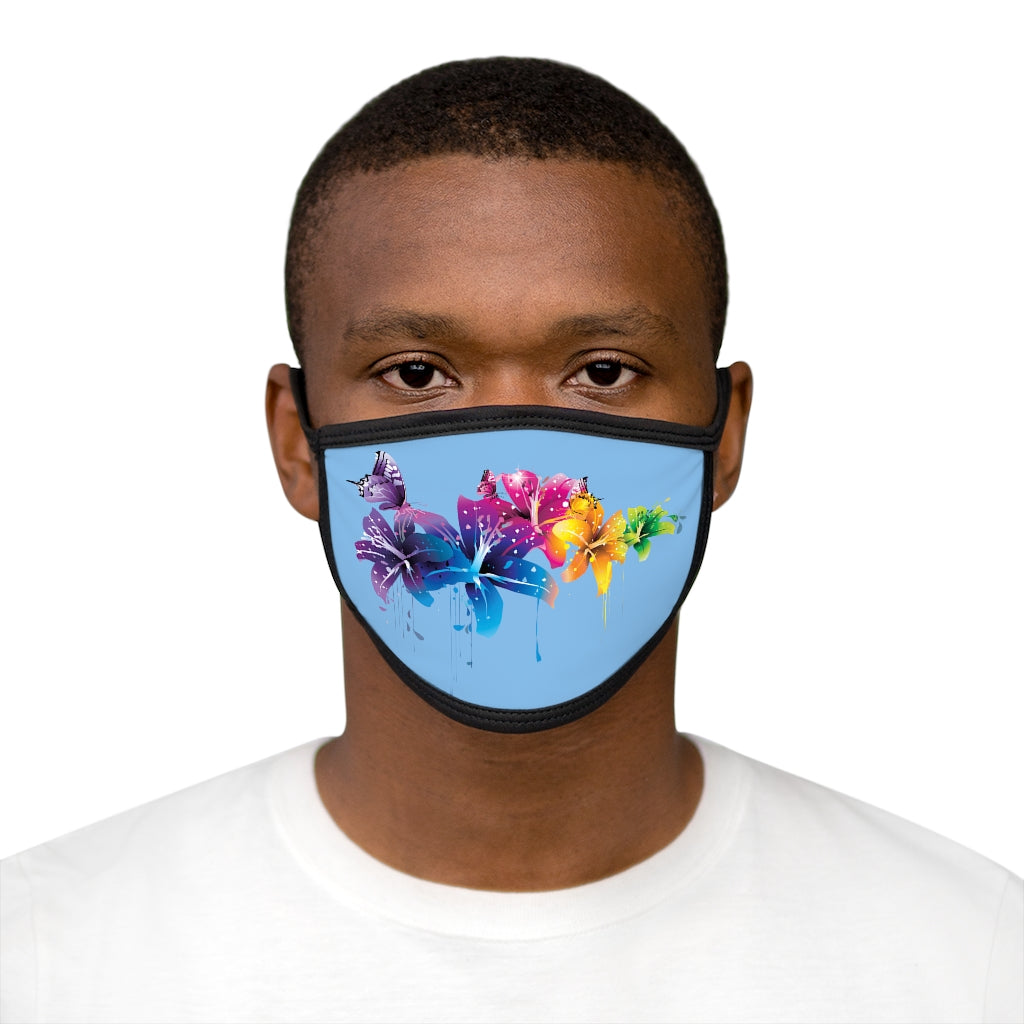 Flowers in the Dark (BLUE)'..  Fabric Face Mask