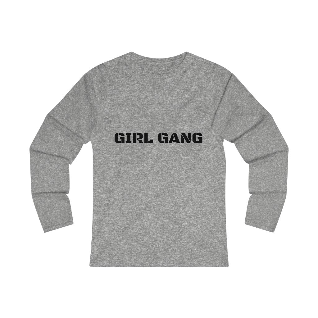 GIRL GANG (BLACK print) Women's Fitted Long Sleeve Tee